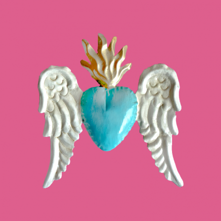 Cuore con Ali Intarsiate